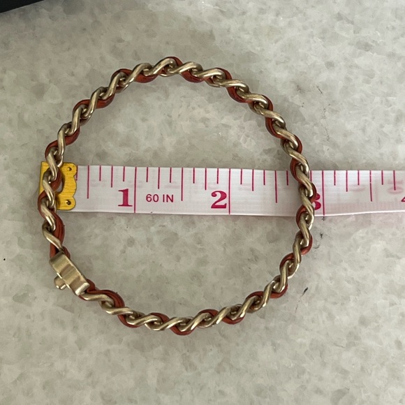 Chanel CC Orange Leather Woven Chain Bangle Bracelet 21CM - Picture 9 of 10